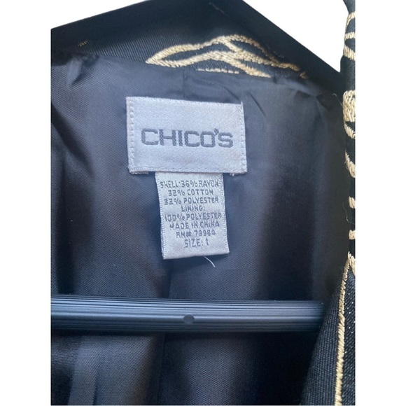 Chico's IVintageI Metallic Black/Gold I Embroidered I Blazer I Jacket I Size: 1 - Picture 12 of 13